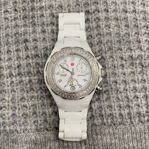 Michele Tahitian white ceramic watch with diamonds